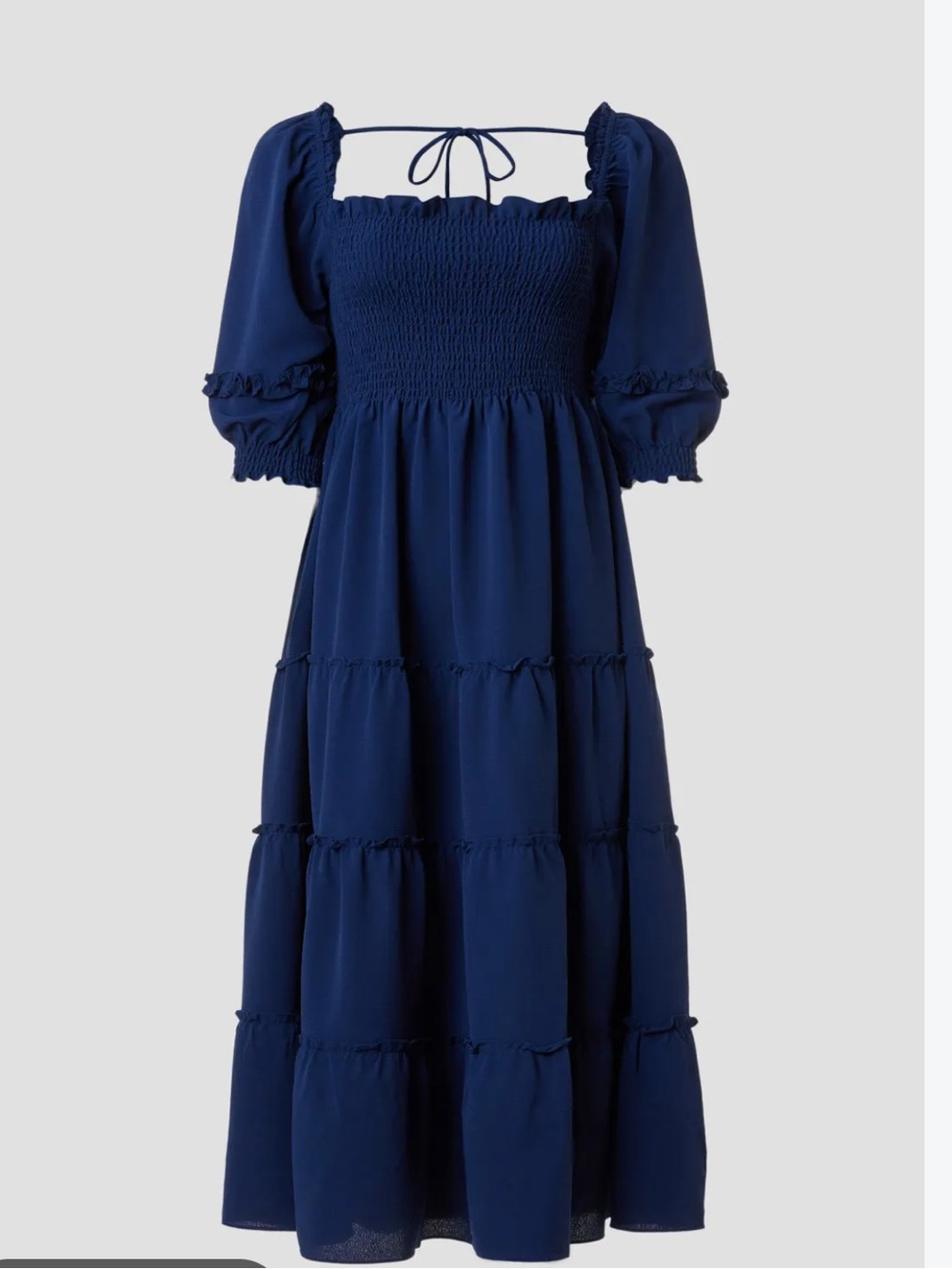 HILL HOUSE NESLI NAP DRESS NAVY SQUARE NECK smocked SIZE SMALL